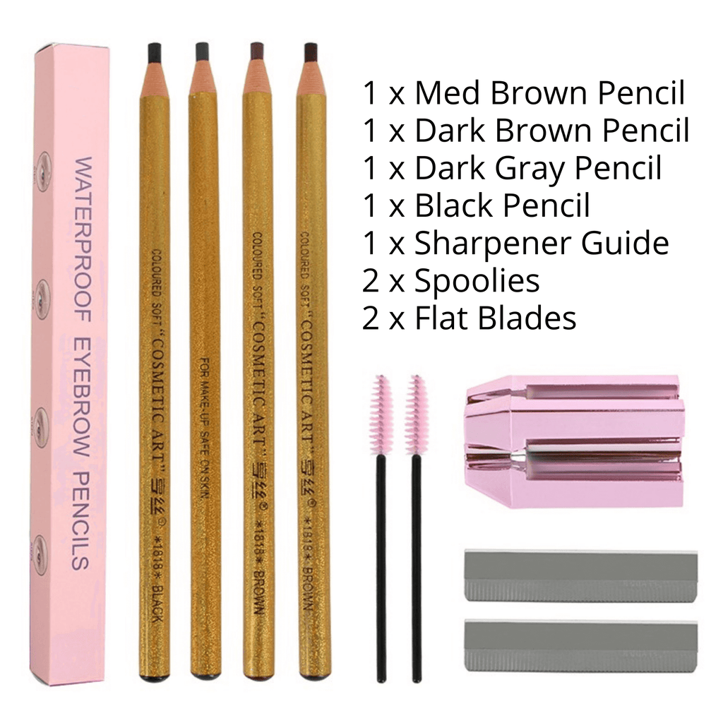40% OFF! Brow Predraw Kit - 4 Pencils, Sharpening Guide & Blades
