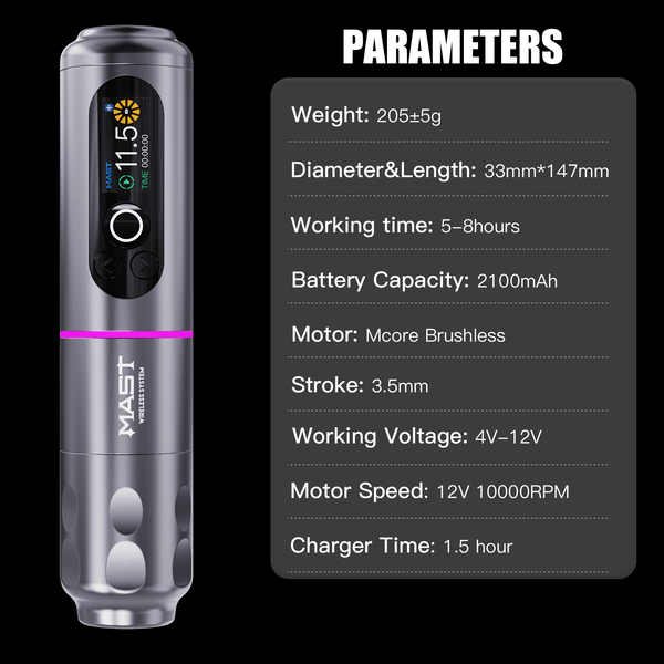 Dragonhawk Mast Archer 2 Wireless Tattoo Machine - 3.5mm Stroke