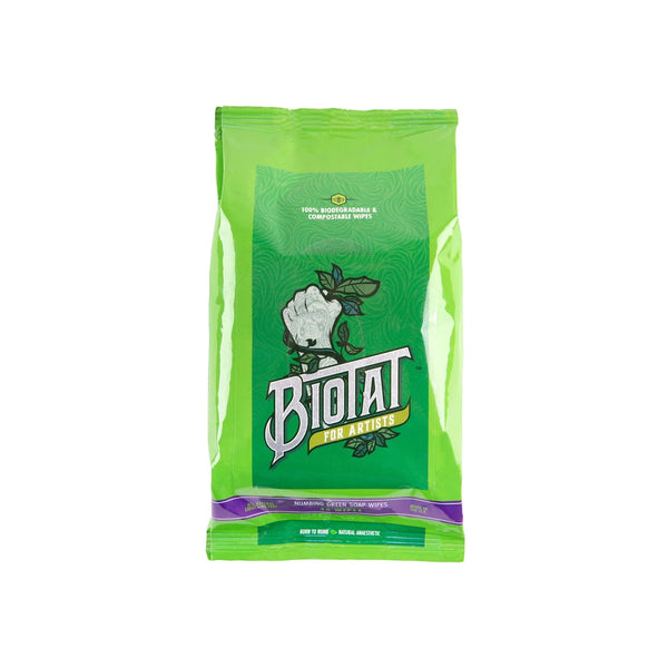 BIOTAT Natural Numbing Green Soap Tattoo Wipes