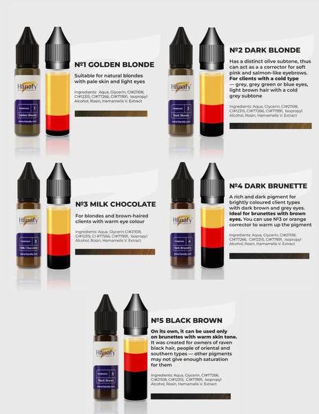 5ml Hanafy BROW Pigments - Original Eyebrow Mini Set