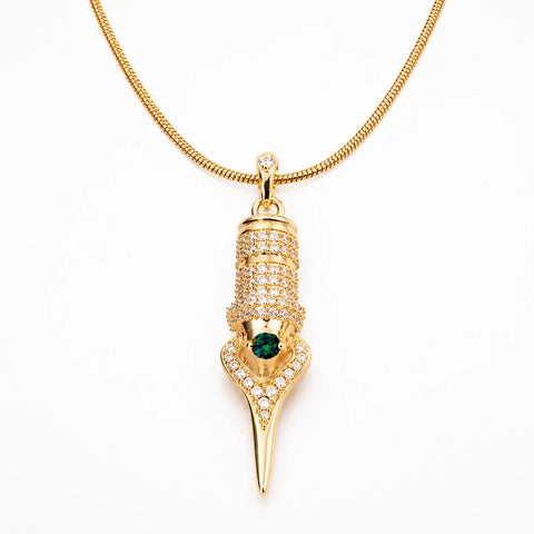 EMERALD Diamanté Tattoo Cartridge Pendant & Necklace - Faviamo 24K Gold Plated