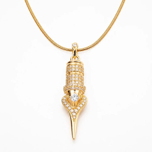 Diamanté Tattoo Cartridge Pendant & Necklace - Faviamo 24K Gold Plated