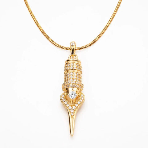 Diamanté Tattoo Cartridge Pendant & Necklace - Faviamo 24K Gold Plated