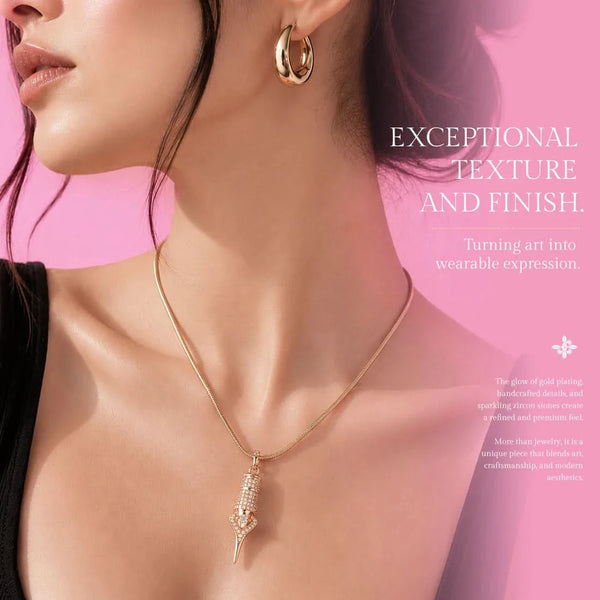 PINK Diamanté Tattoo Cartridge Pendant & Necklace - Faviamo 24K Gold Plated