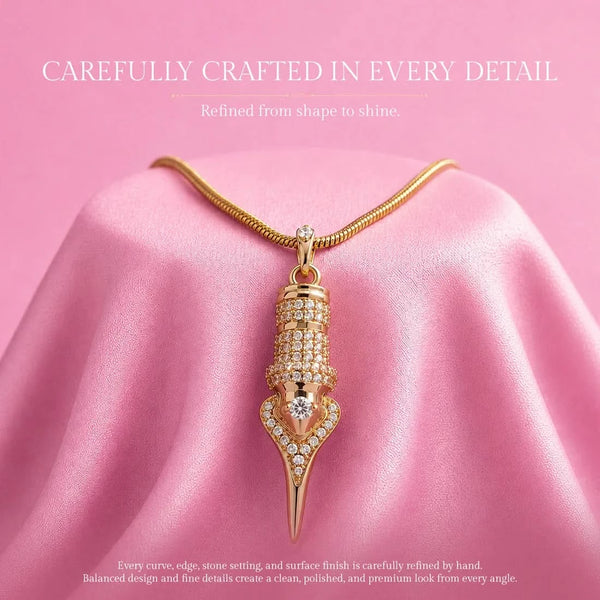 PINK Diamanté Tattoo Cartridge Pendant & Necklace - Faviamo 24K Gold Plated