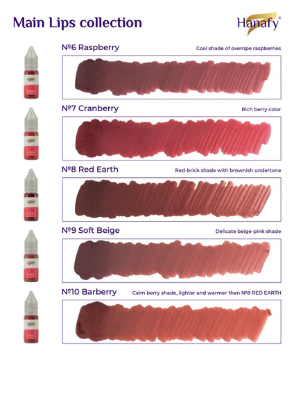 10ml Hanafy Pigments - LIPS 10 Color Full Set