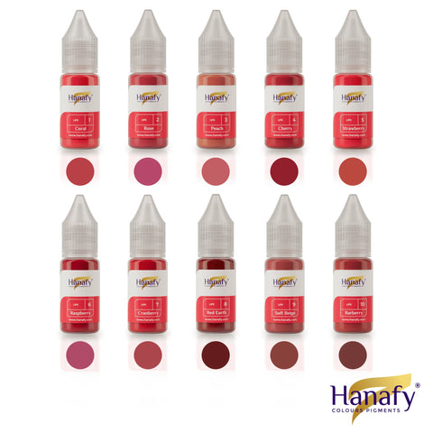 10ml Hanafy Pigments - LIPS 10 Color Full Set