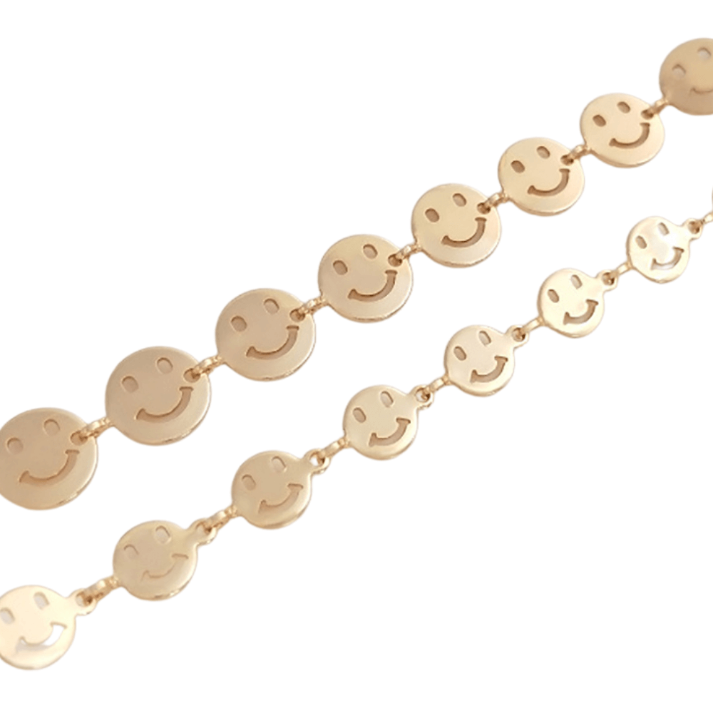 Gold Plated SMILEY FACE Chain - DIY Jewelry