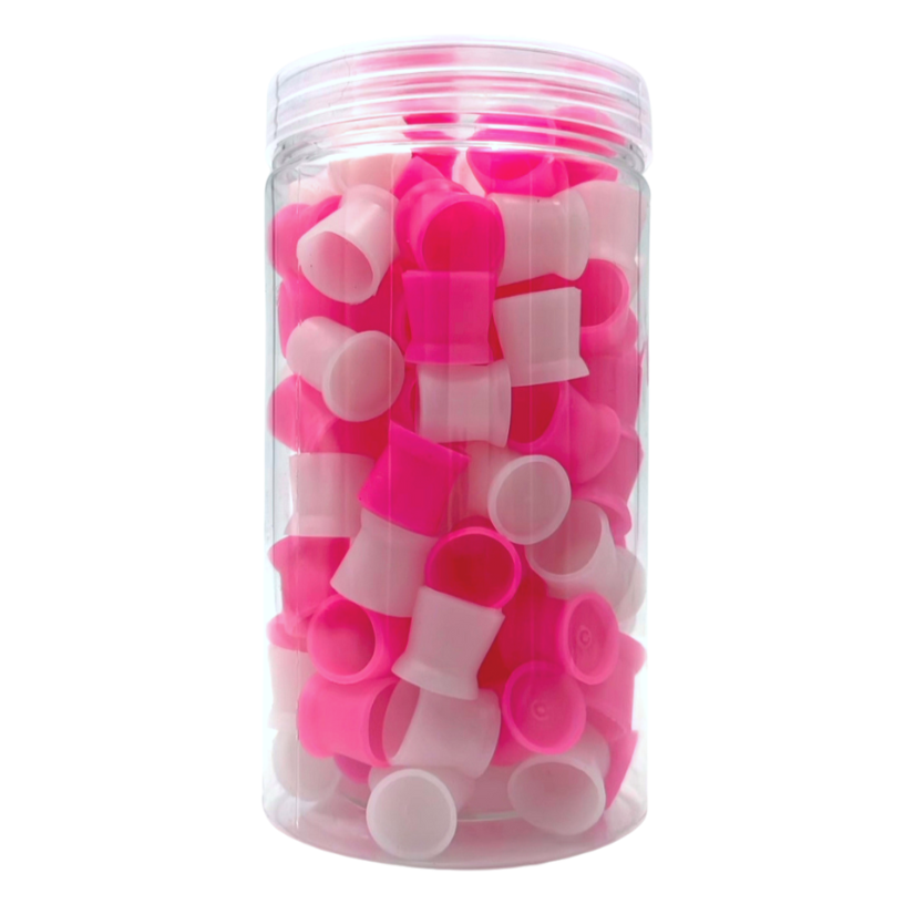 Pink & White Silicone Pigment Cups - Jar of 100