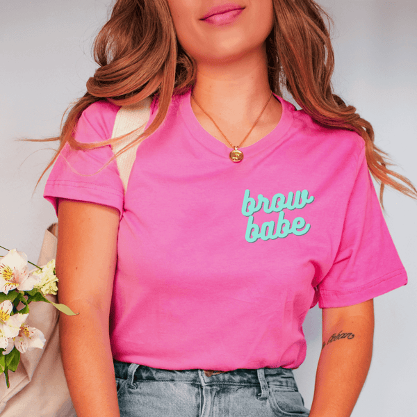 Brow Babe T-Shirt - Bright Pink