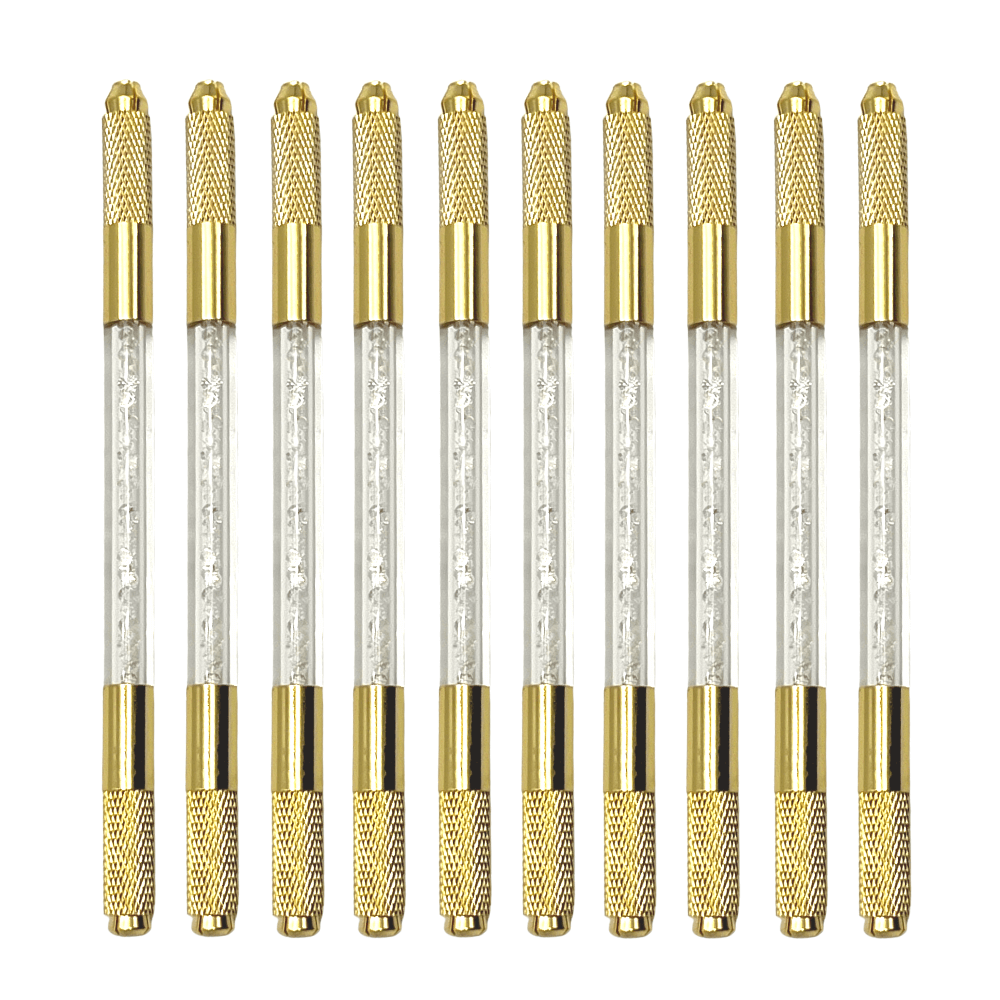 10/$35 Dual Ended Gold w/Clear Crystal Microblading Tools