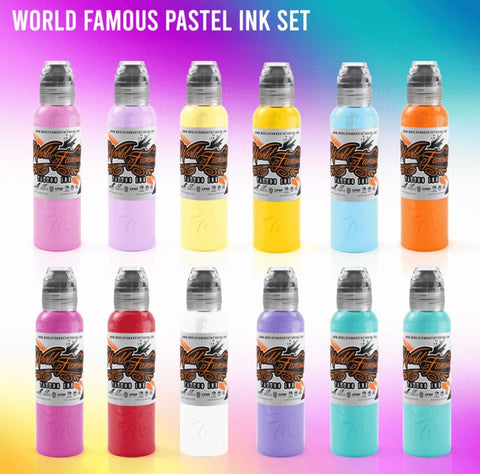 World Famous Tattoo Ink - PASTEL SET (12 Bottles)