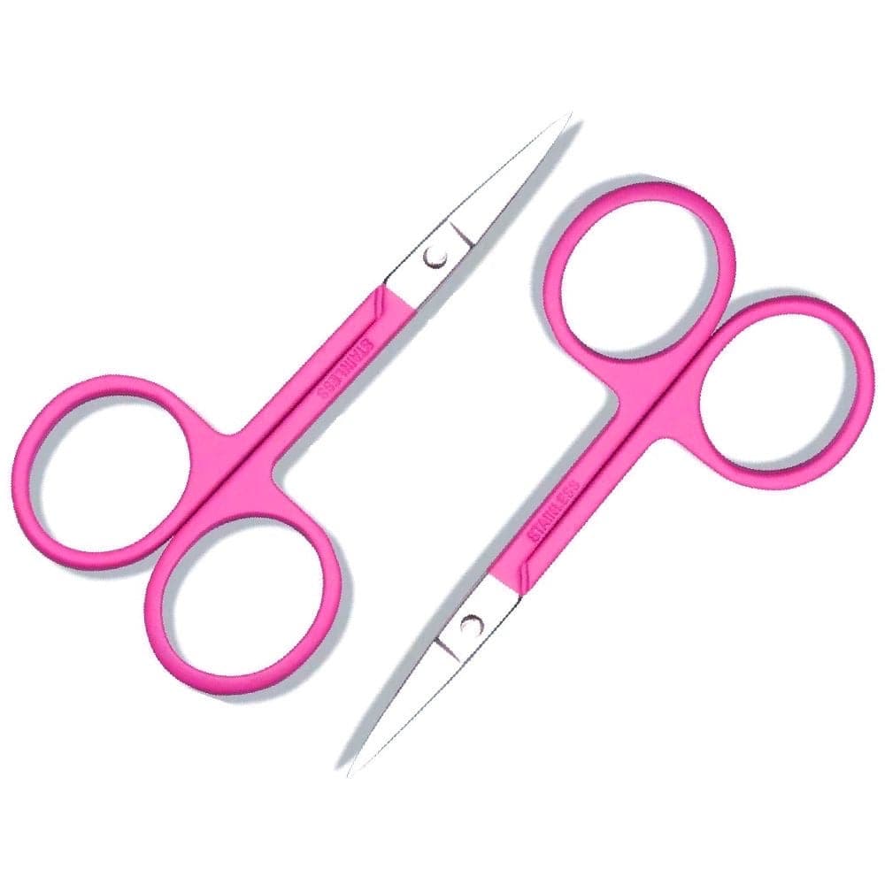 Pink Stainless Steel Brow Scissors - Set of 2