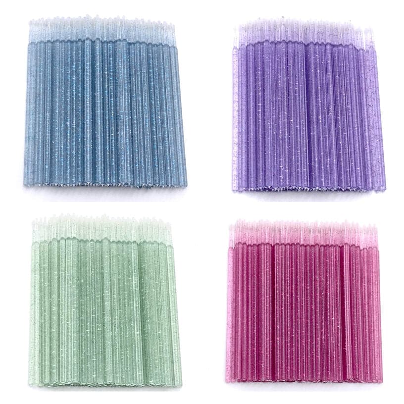 50% OFF! 4 Pack GLITTER Handle Micro brushes - Pink, Purple, Blue, Jade