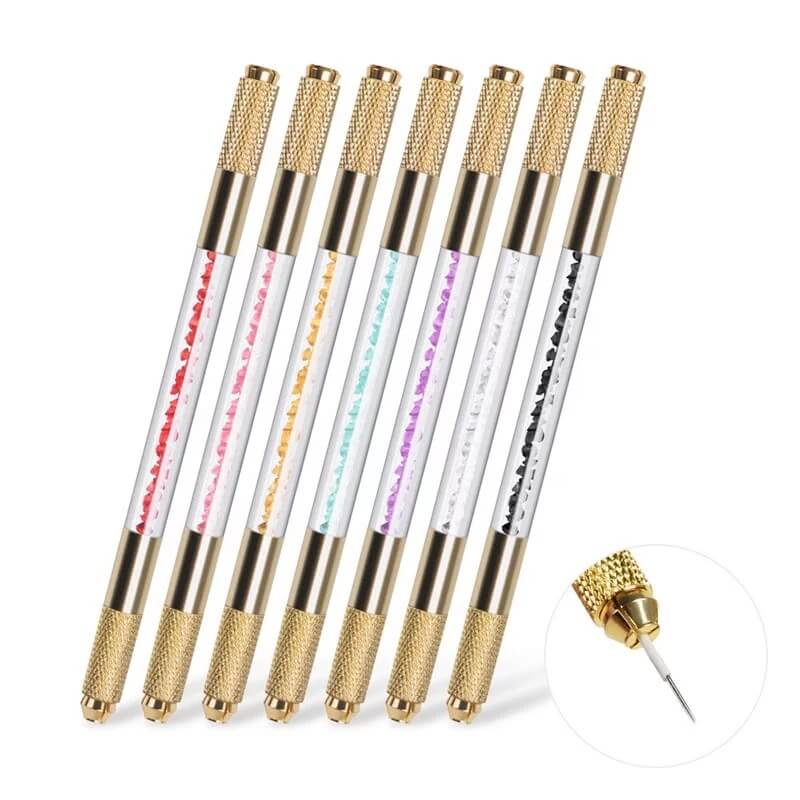 Rainbow Pack - Gold Metal & Crushed Crystal Microblading Tools