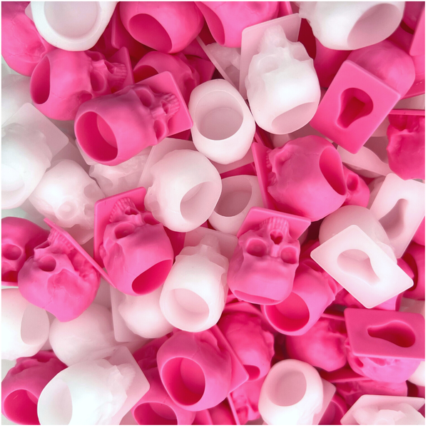 💗 Pink & White Skull Pigment Cups - Pack of 50